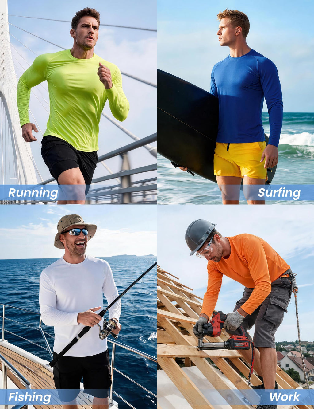 MLYENX 7 Pack Long Sleeve Shirts for Men Sun Protection Quick Dry