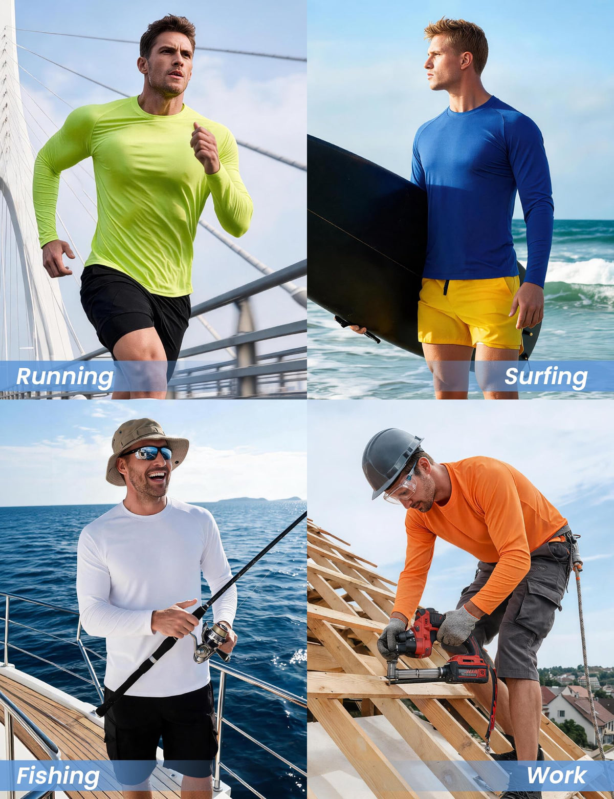 MLYENX 7 Pack Long Sleeve Shirts for Men Sun Protection Quick Dry
