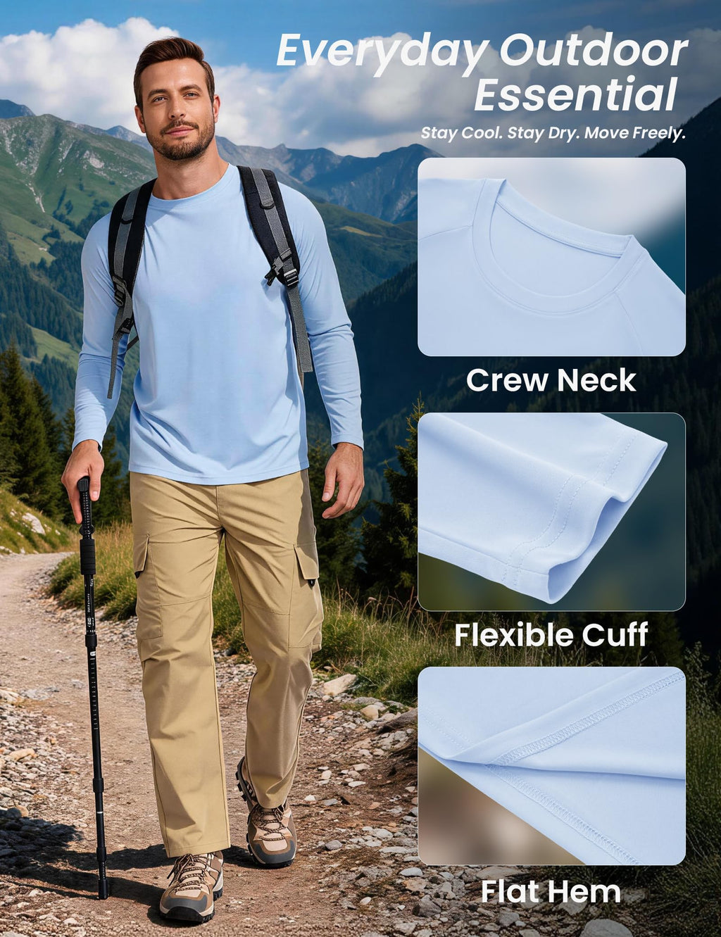 MLYENX 7 Pack Long Sleeve Shirts for Men Sun Protection Quick Dry