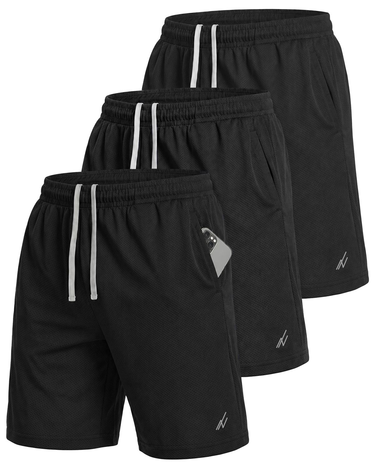 NY Threads Multipack Breathable Mesh Mens Athletic Shorts Loose-Fit Shorts