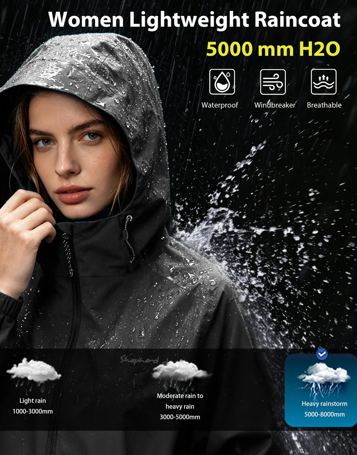 Women’s Waterproof Hooded Windbreaker